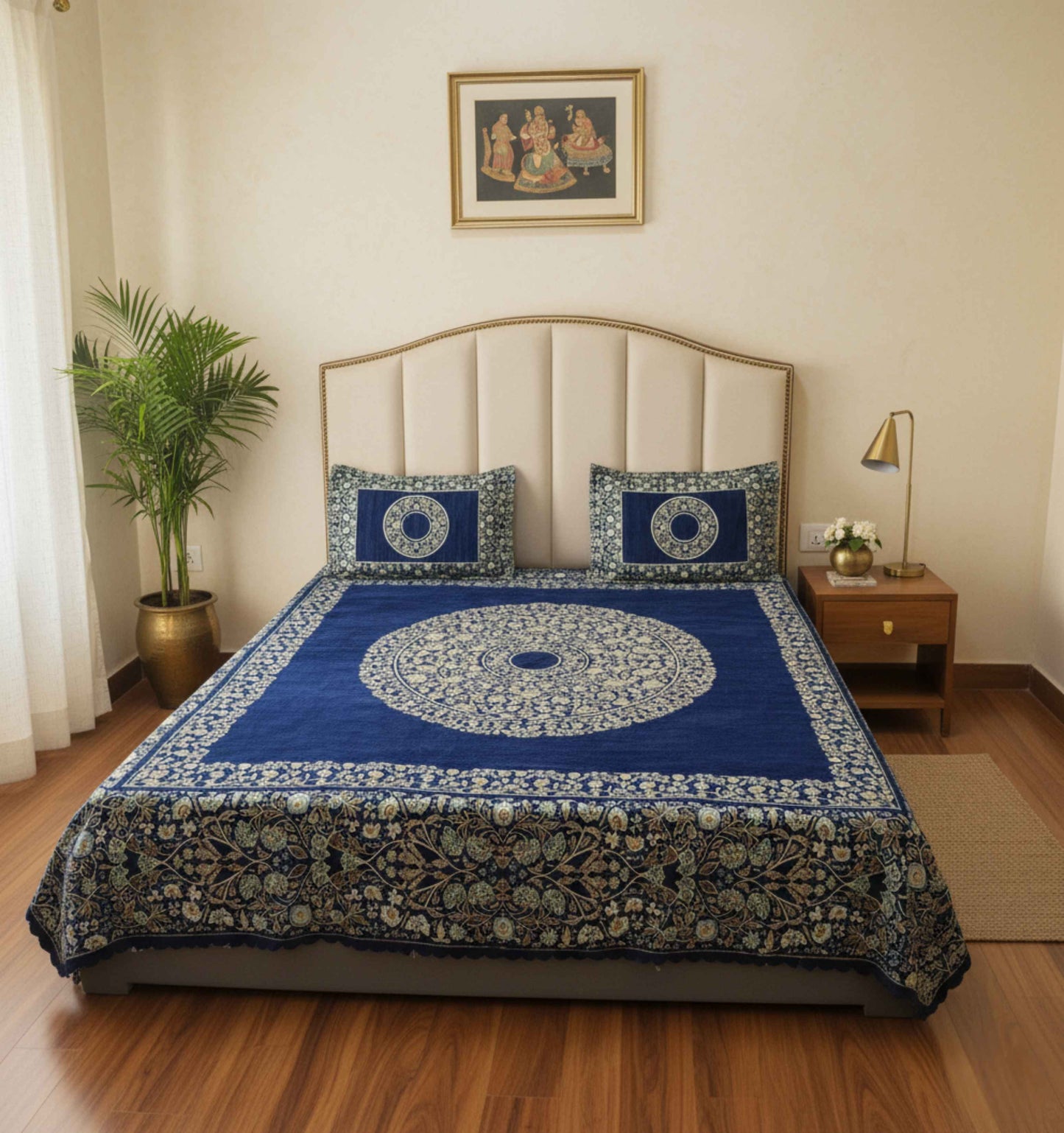 Blue Royale Chenille Bedsheet Set (90 × 100 inches)