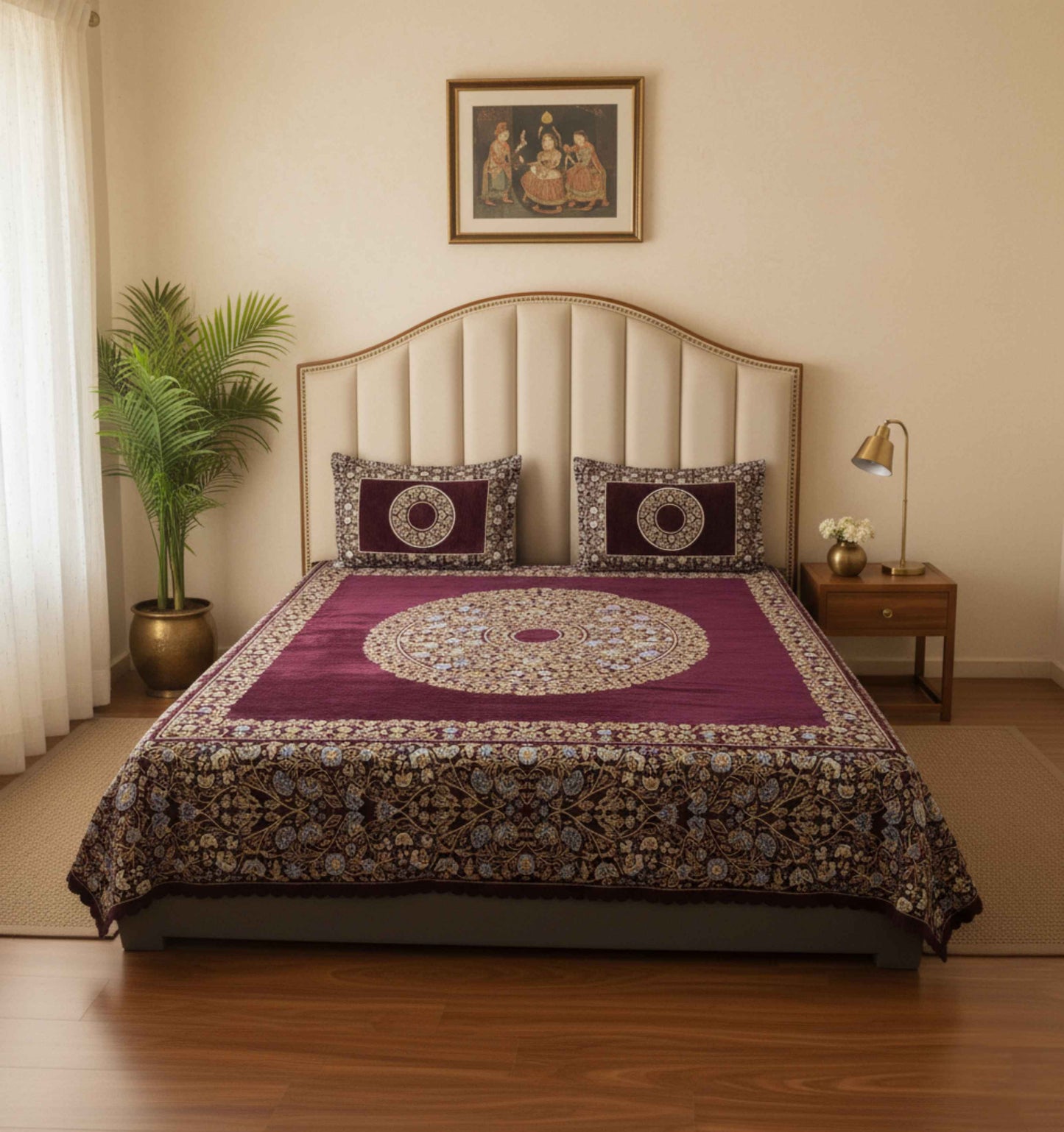 Plum Royale Chenille Bedsheet Set (90 × 100 inches)