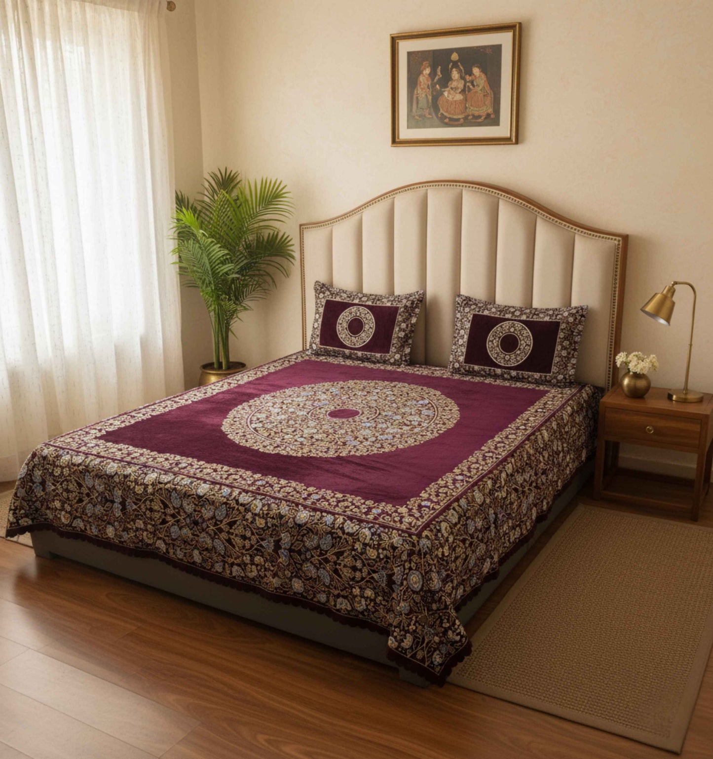 Plum Royale Chenille Bedsheet Set (90 × 100 inches)