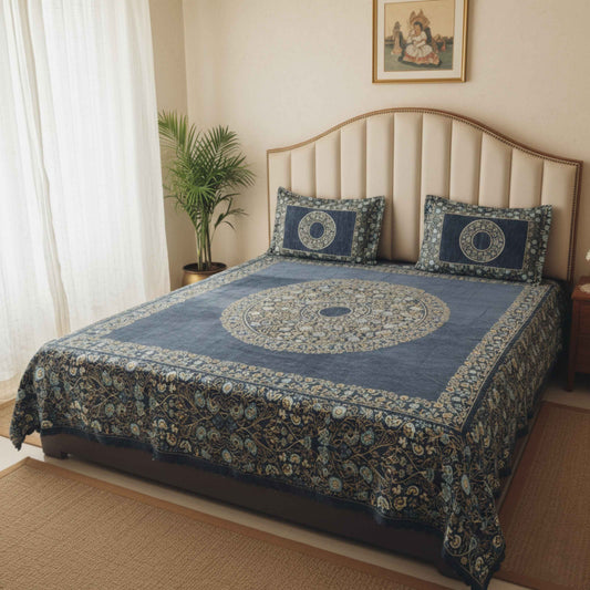 Navy Heritage Chenille Bedsheet Set (90 × 100 inches)