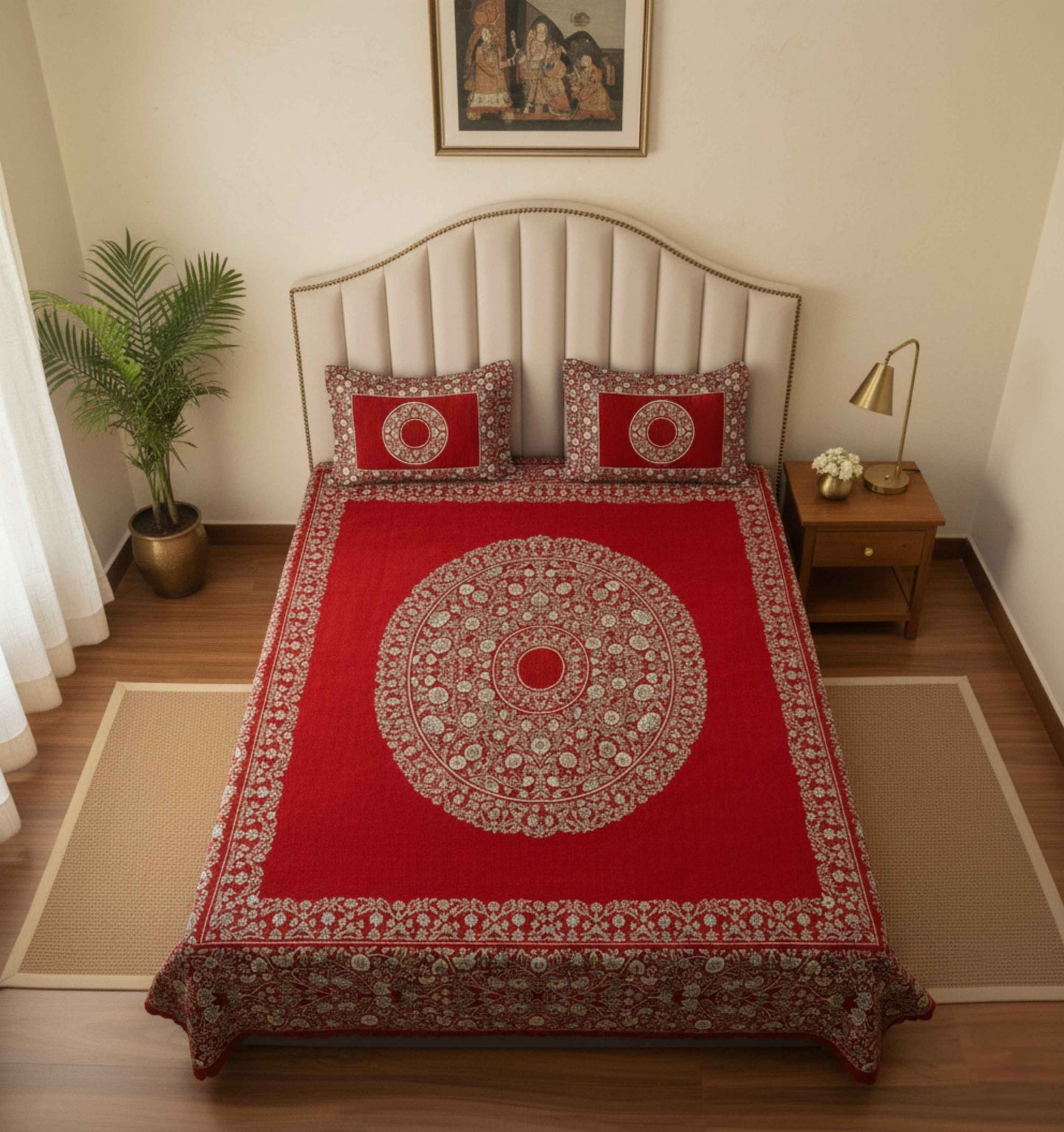 Red Royale Chenille Bedsheet Set (90 × 100 inches)