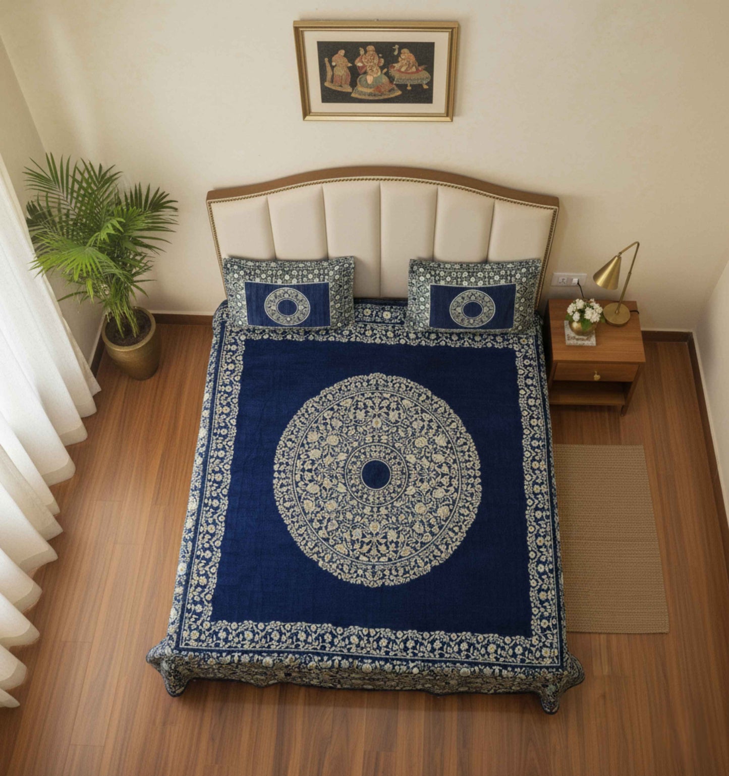 Blue Royale Chenille Bedsheet Set (90 × 100 inches)